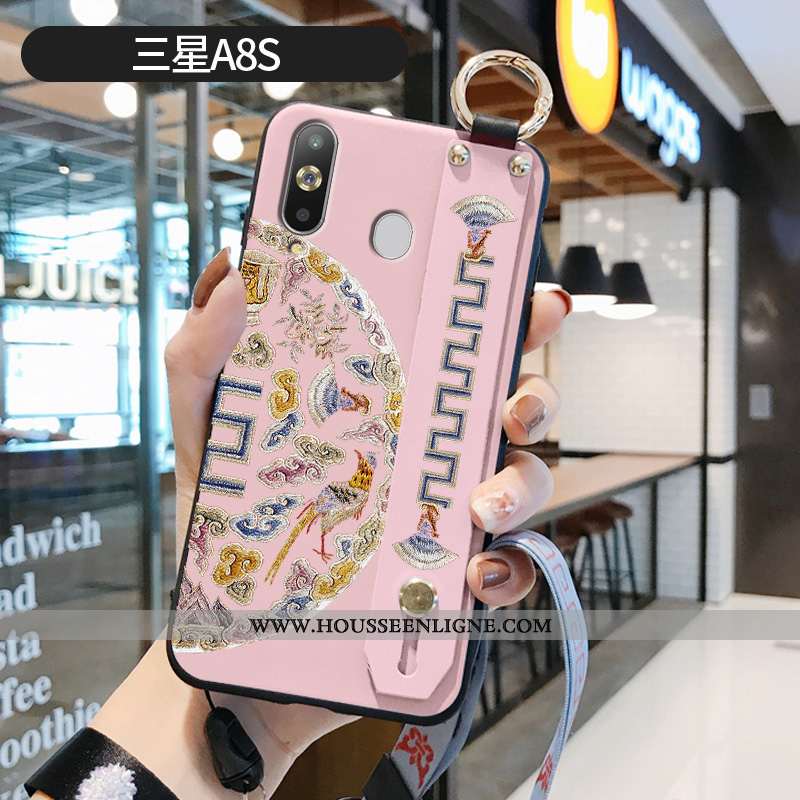 Housse Samsung Galaxy A8s Mode Protection Modèle Fleurie Frais Téléphone Portable Étui Simple Rose