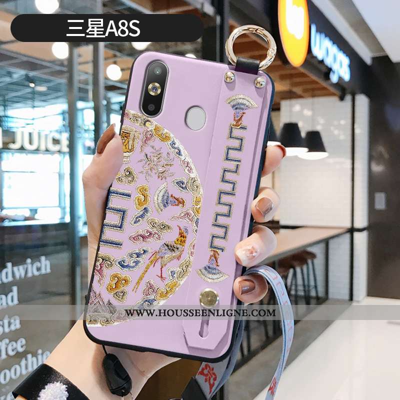 Housse Samsung Galaxy A8s Mode Protection Modèle Fleurie Frais Téléphone Portable Étui Simple Rose