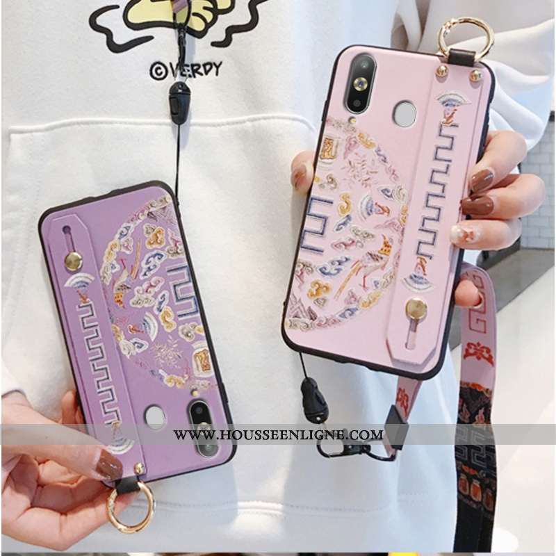 Housse Samsung Galaxy A8s Mode Protection Modèle Fleurie Frais Téléphone Portable Étui Simple Rose