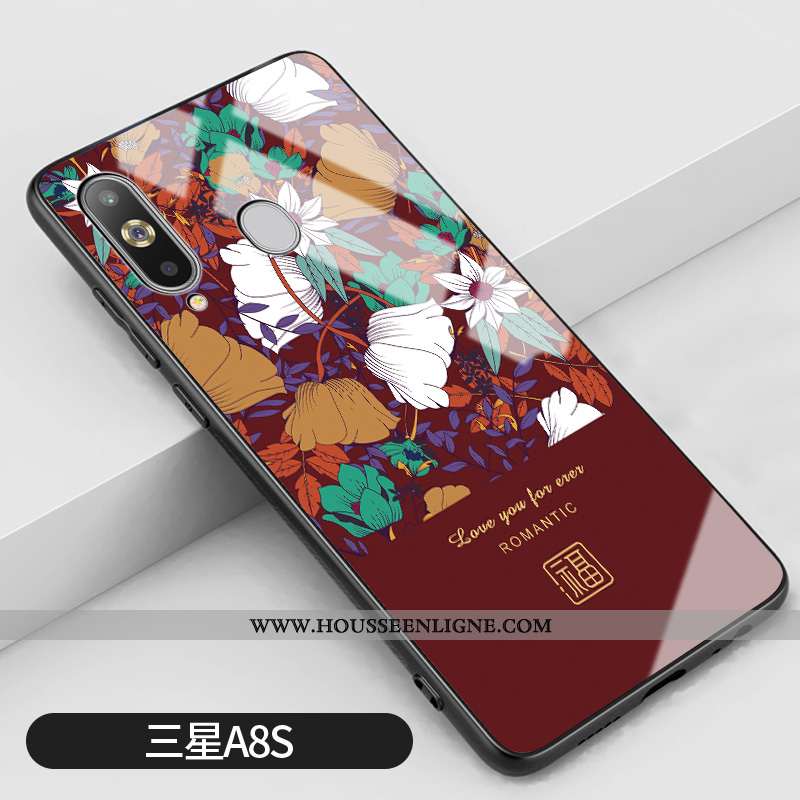 Housse Samsung Galaxy A8s Silicone Mode Personnalité Miroir Étoile Art Nouveau Rouge