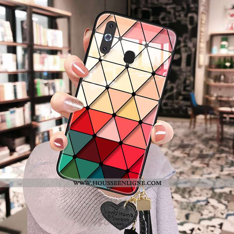 Housse Samsung Galaxy A8s Verre Nouveau Étoile Téléphone Portable Coque Losange Étui Rouge