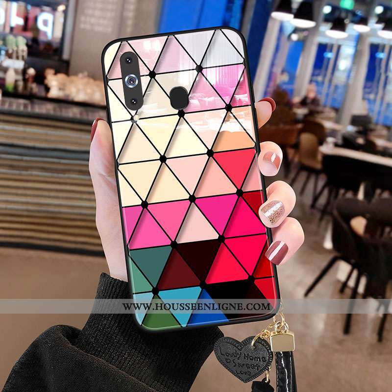 Housse Samsung Galaxy A8s Verre Nouveau Étoile Téléphone Portable Coque Losange Étui Rouge