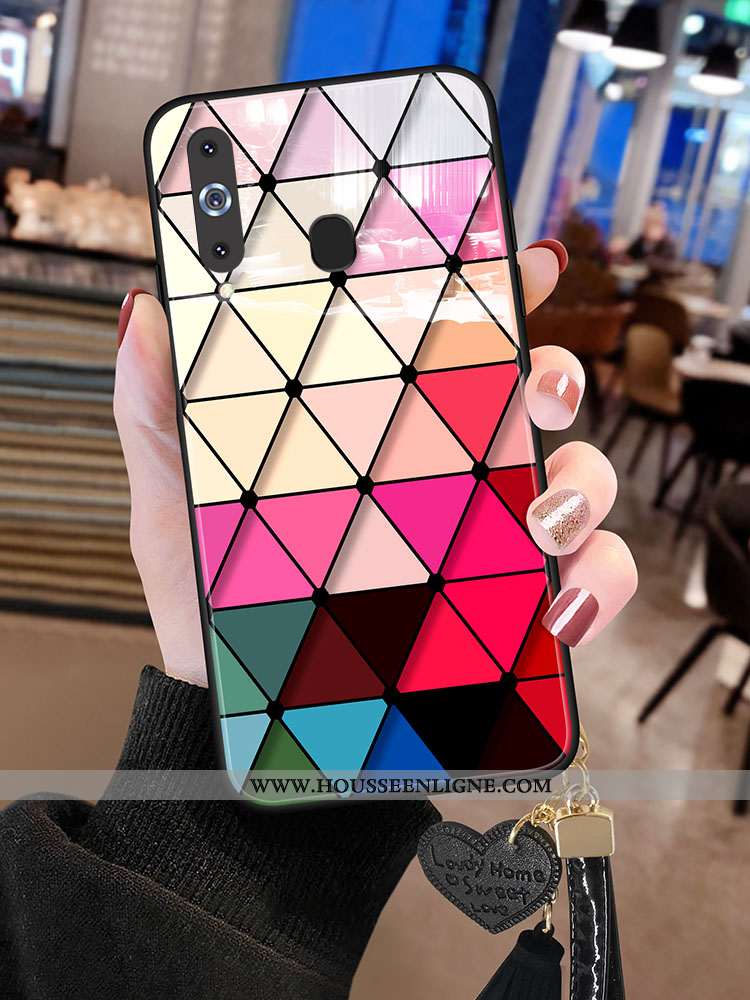 Housse Samsung Galaxy A8s Verre Nouveau Étoile Téléphone Portable Coque Losange Étui Rouge