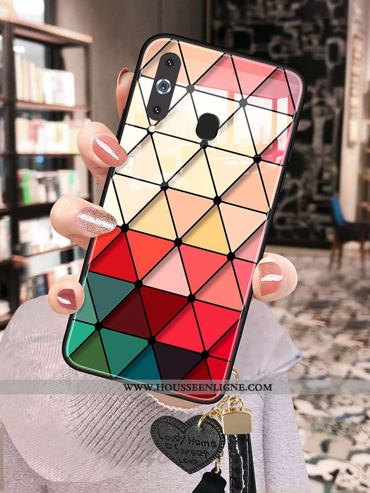 Housse Samsung Galaxy A8s Verre Nouveau Étoile Téléphone Portable Coque Losange Étui Rouge
