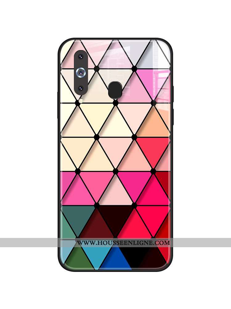 Housse Samsung Galaxy A8s Verre Nouveau Étoile Téléphone Portable Coque Losange Étui Rouge
