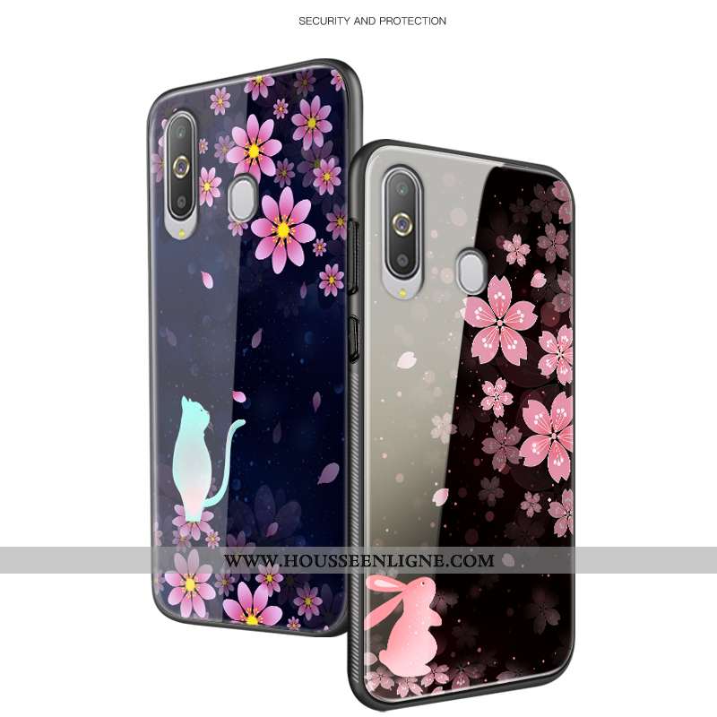 Housse Samsung Galaxy A8s Verre Personnalité Coque Incassable Silicone Étoile Noir