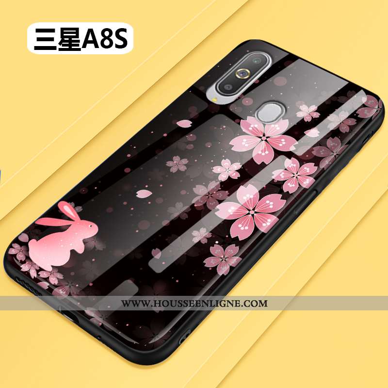 Housse Samsung Galaxy A8s Verre Personnalité Coque Incassable Silicone Étoile Noir