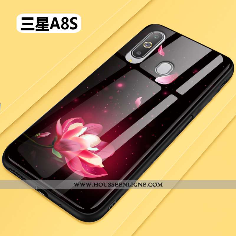 Housse Samsung Galaxy A8s Verre Personnalité Coque Incassable Silicone Étoile Noir