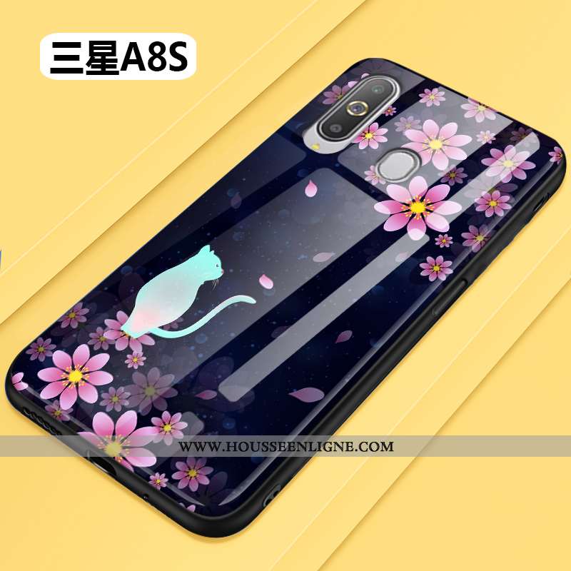 Housse Samsung Galaxy A8s Verre Personnalité Coque Incassable Silicone Étoile Noir