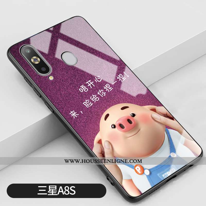 Housse Samsung Galaxy A8s Verre Personnalité Étoile Tout Compris Amoureux Difficile Coque Violet