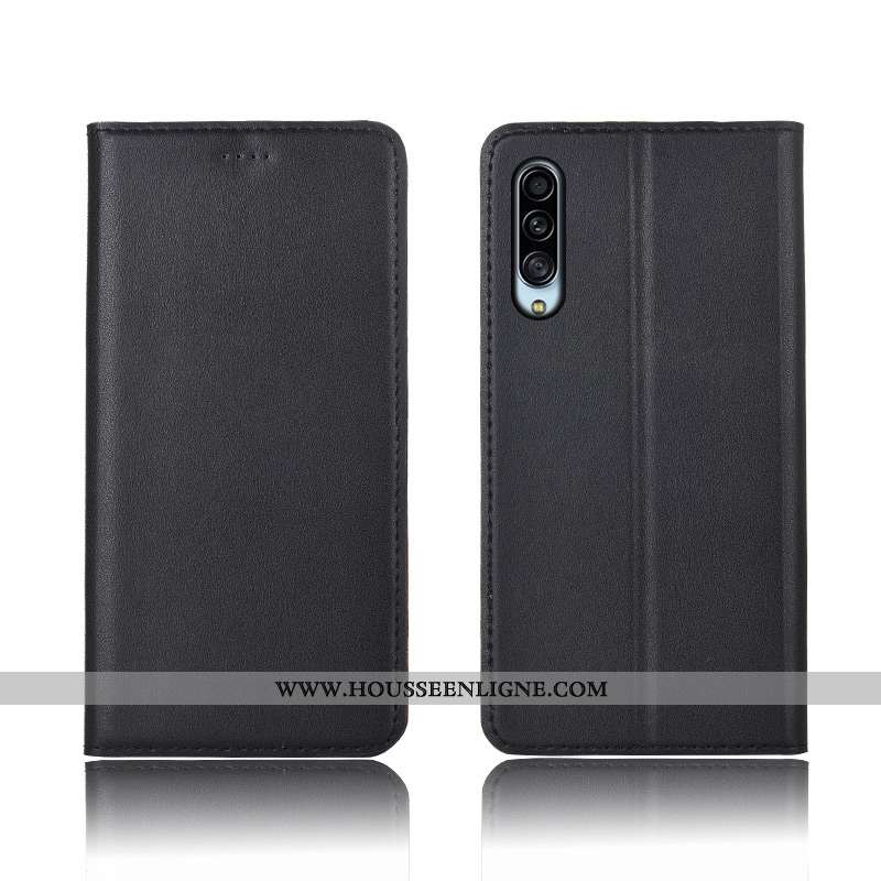 Housse Samsung Galaxy A90 5g Délavé En Daim Cuir Véritable Coque Bleu Protection Silicone Nouveau