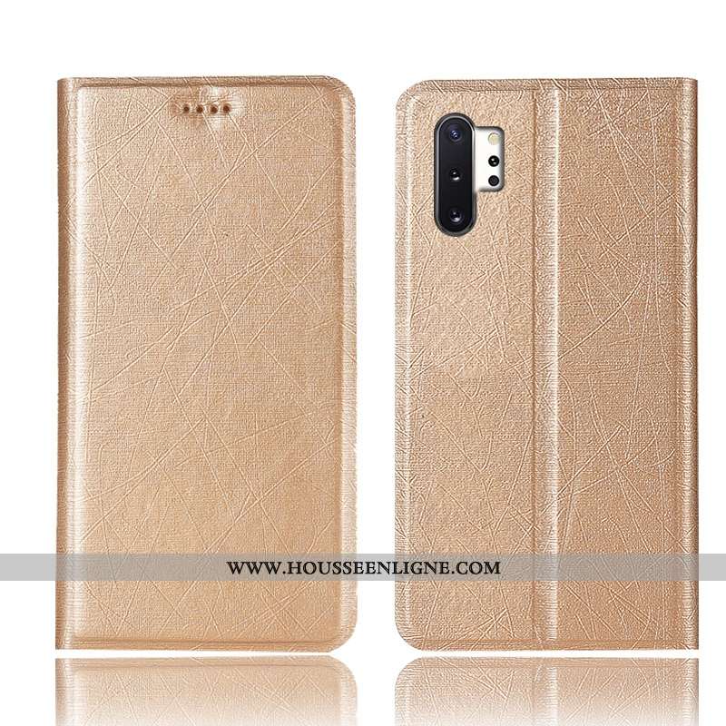 Housse Samsung Galaxy Note 10+ Cuir Protection Soie Coque Étoile Étui Or Doré