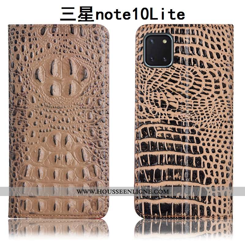 Housse Samsung Galaxy Note 10 Lite Cuir Véritable Protection Téléphone Portable Bleu Incassable Croc