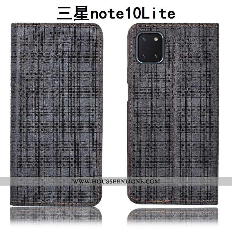 Housse Samsung Galaxy Note 10 Lite Protection Cuir Véritable Téléphone Portable Velours Étoile Étui 
