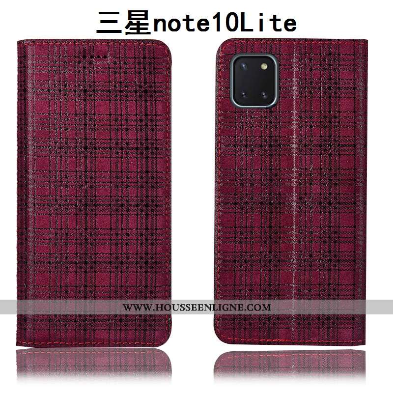 Housse Samsung Galaxy Note 10 Lite Protection Cuir Véritable Téléphone Portable Velours Étoile Étui 