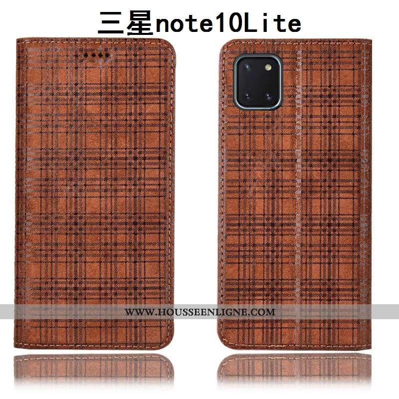 Housse Samsung Galaxy Note 10 Lite Protection Cuir Véritable Téléphone Portable Velours Étoile Étui 