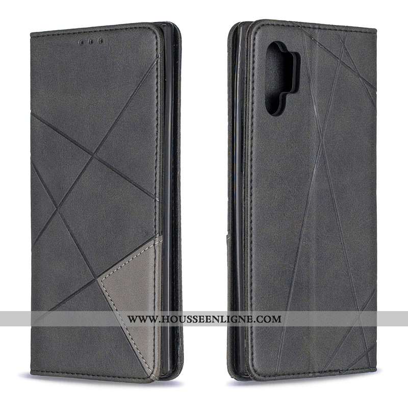 Housse Samsung Galaxy Note 10+ Ornements Suspendus Cuir Simple Gris Étui Couleur Unie