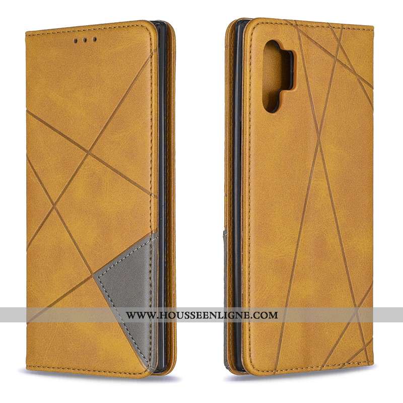Housse Samsung Galaxy Note 10+ Ornements Suspendus Cuir Simple Gris Étui Couleur Unie