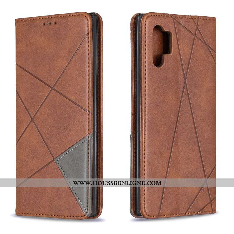 Housse Samsung Galaxy Note 10+ Ornements Suspendus Cuir Simple Gris Étui Couleur Unie