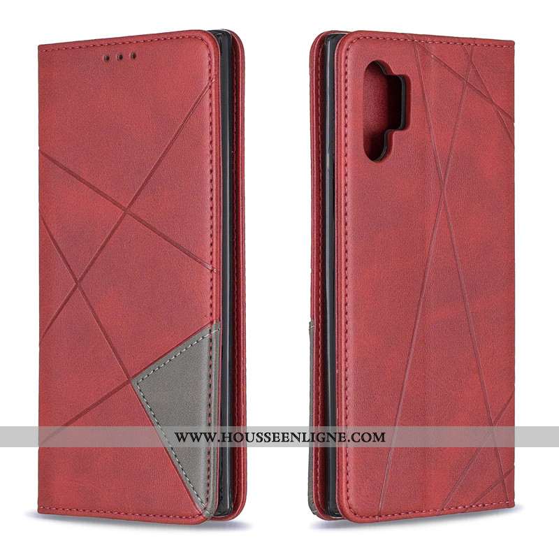 Housse Samsung Galaxy Note 10+ Ornements Suspendus Cuir Simple Gris Étui Couleur Unie