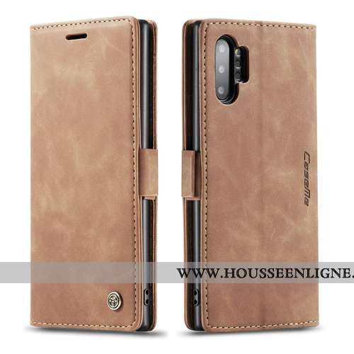 Housse Samsung Galaxy Note 10+ Protection Personnalité Tout Compris Carte Clamshell Coque Cuir Marro