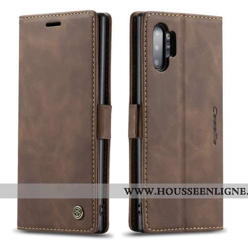 Housse Samsung Galaxy Note 10+ Protection Personnalité Tout Compris Carte Clamshell Coque Cuir Marro
