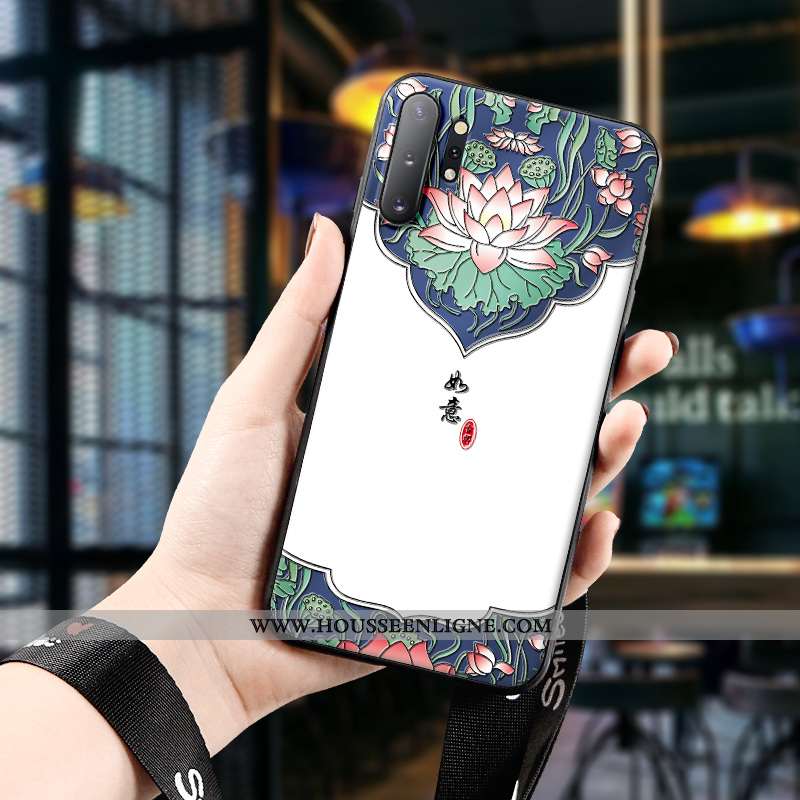 Housse Samsung Galaxy Note 10+ Silicone Protection Téléphone Portable Coque Gaufrage Dimensionnel Bl