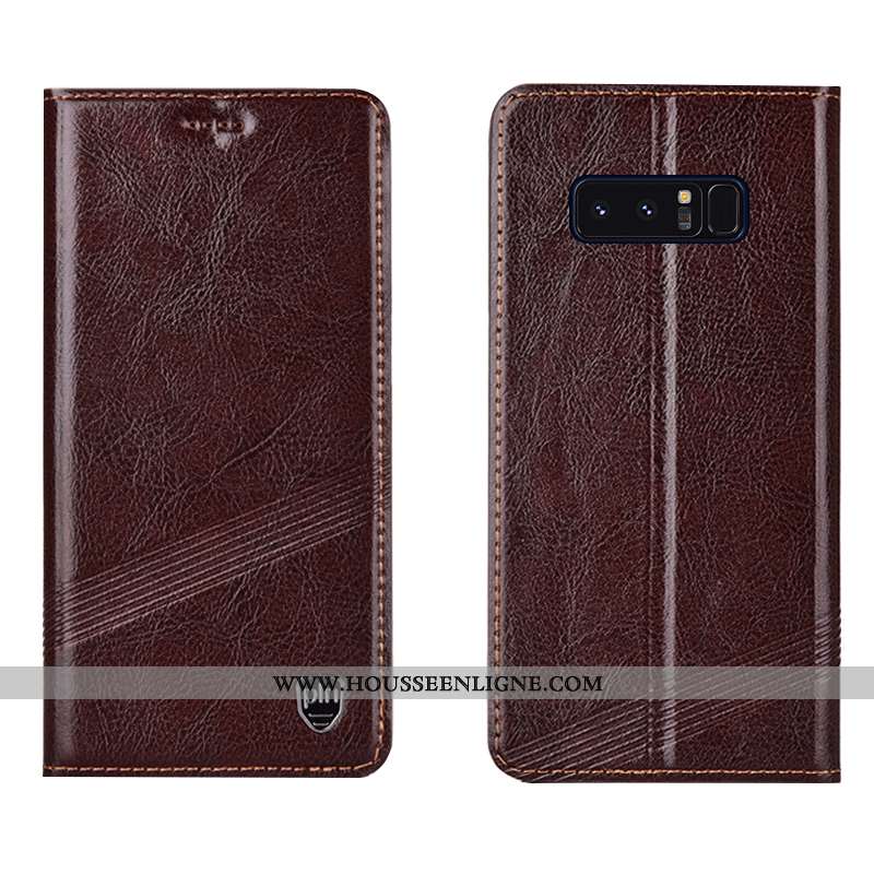 Housse Samsung Galaxy Note 8 Cuir Véritable Protection Tout Compris Rouge Incassable Coque Étui