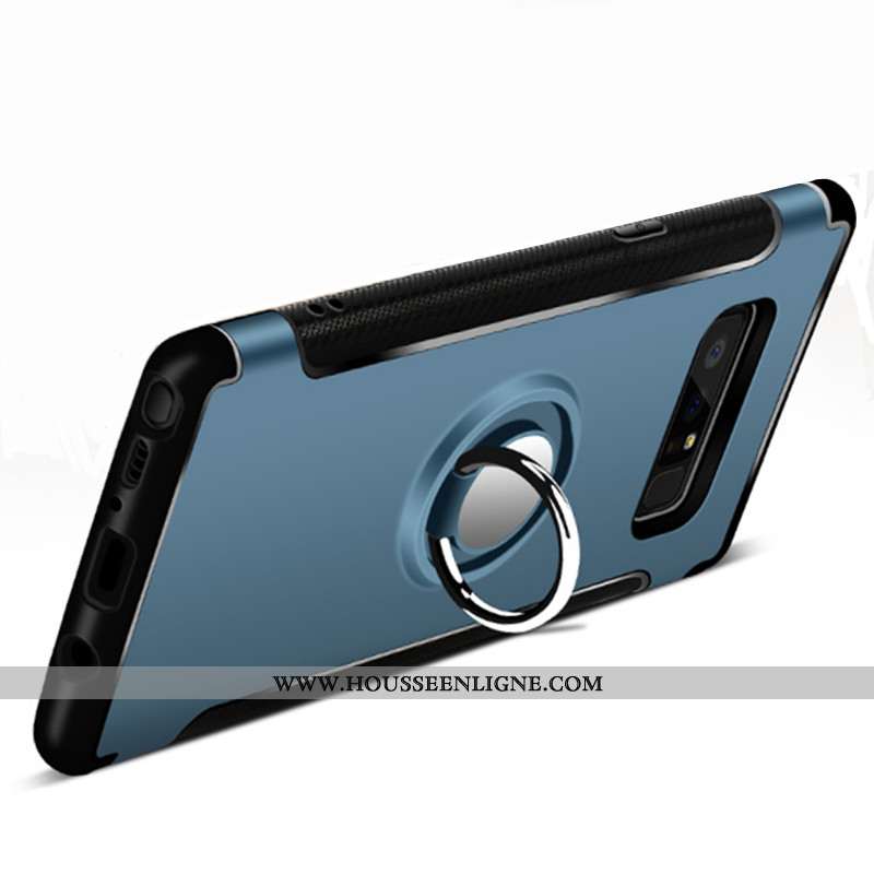 Housse Samsung Galaxy Note 8 Protection Anneau Bleu Marin Magnétisme Étui Téléphone Portable Coque B