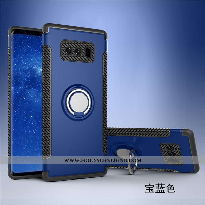 Housse Samsung Galaxy Note 8 Protection Anneau Bleu Marin Magnétisme Étui Téléphone Portable Coque B