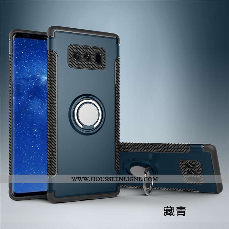 Housse Samsung Galaxy Note 8 Protection Anneau Bleu Marin Magnétisme Étui Téléphone Portable Coque B