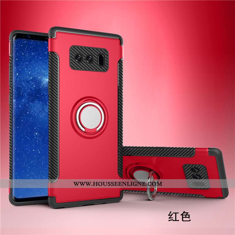 Housse Samsung Galaxy Note 8 Protection Anneau Bleu Marin Magnétisme Étui Téléphone Portable Coque B