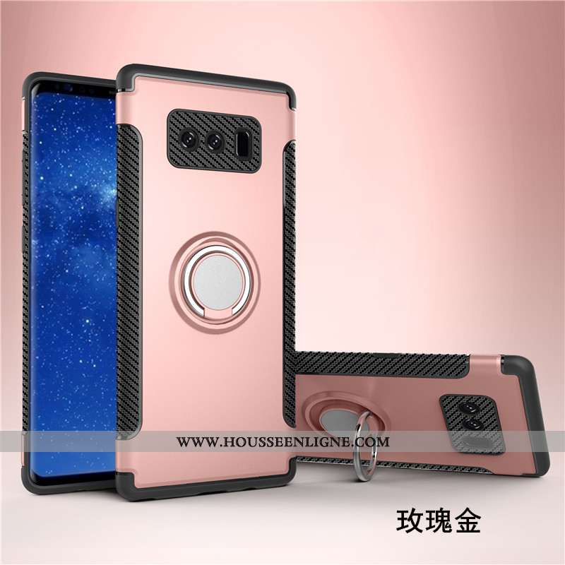 Housse Samsung Galaxy Note 8 Protection Anneau Bleu Marin Magnétisme Étui Téléphone Portable Coque B