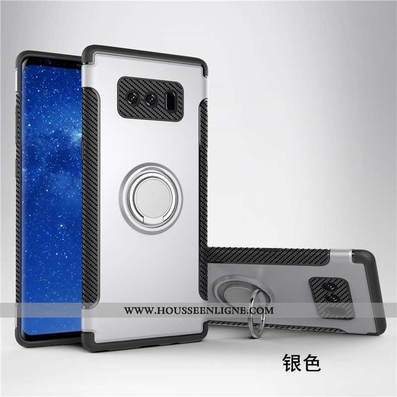 Housse Samsung Galaxy Note 8 Protection Anneau Bleu Marin Magnétisme Étui Téléphone Portable Coque B