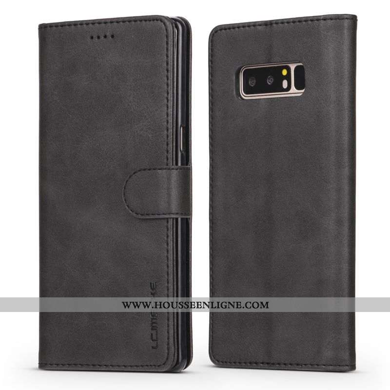 Housse Samsung Galaxy Note 8 Tendance Cuir Étui Tout Compris Incassable Silicone Marron