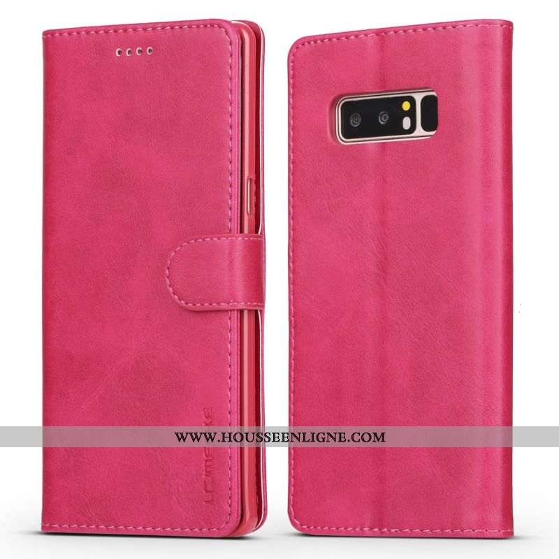 Housse Samsung Galaxy Note 8 Tendance Cuir Étui Tout Compris Incassable Silicone Marron