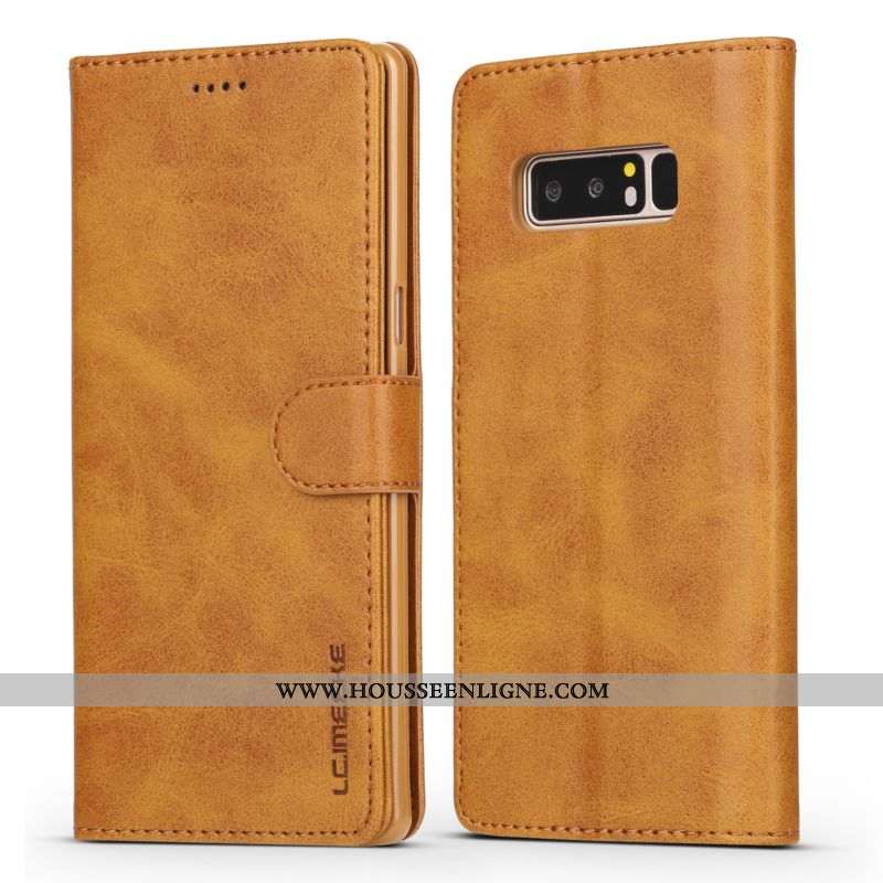 Housse Samsung Galaxy Note 8 Tendance Cuir Étui Tout Compris Incassable Silicone Marron