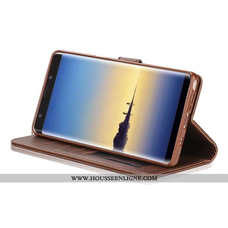 Housse Samsung Galaxy Note 8 Tendance Cuir Étui Tout Compris Incassable Silicone Marron
