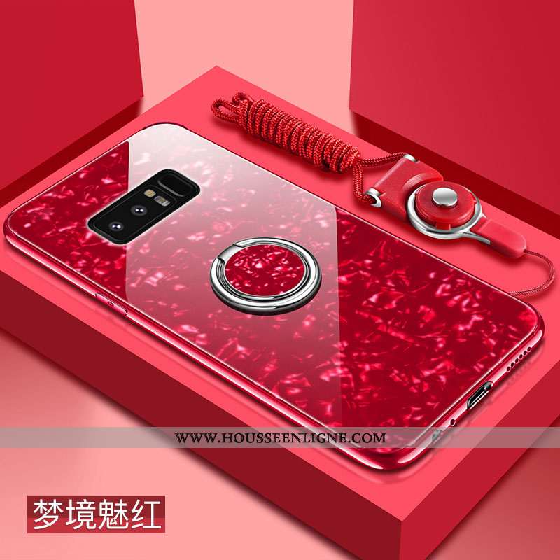 Housse Samsung Galaxy Note 8 Verre Personnalité Net Rouge Difficile Tout Compris Incassable Tendance