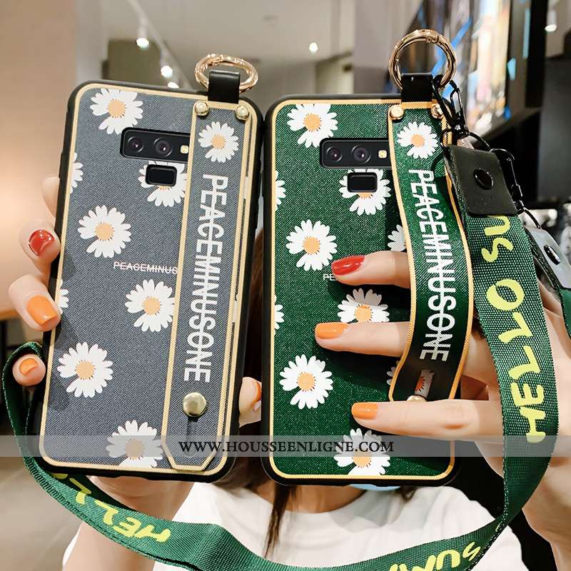 Housse Samsung Galaxy Note 9 Délavé En Daim Personnalité Art Étoile Peinture Vert Étui Verte