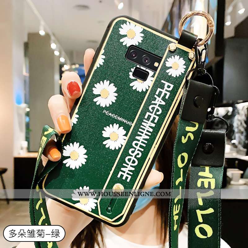 Housse Samsung Galaxy Note 9 Délavé En Daim Personnalité Art Étoile Peinture Vert Étui Verte