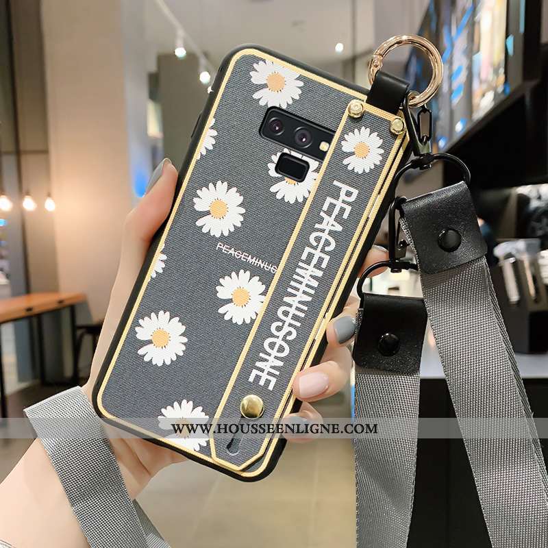Housse Samsung Galaxy Note 9 Délavé En Daim Personnalité Art Étoile Peinture Vert Étui Verte