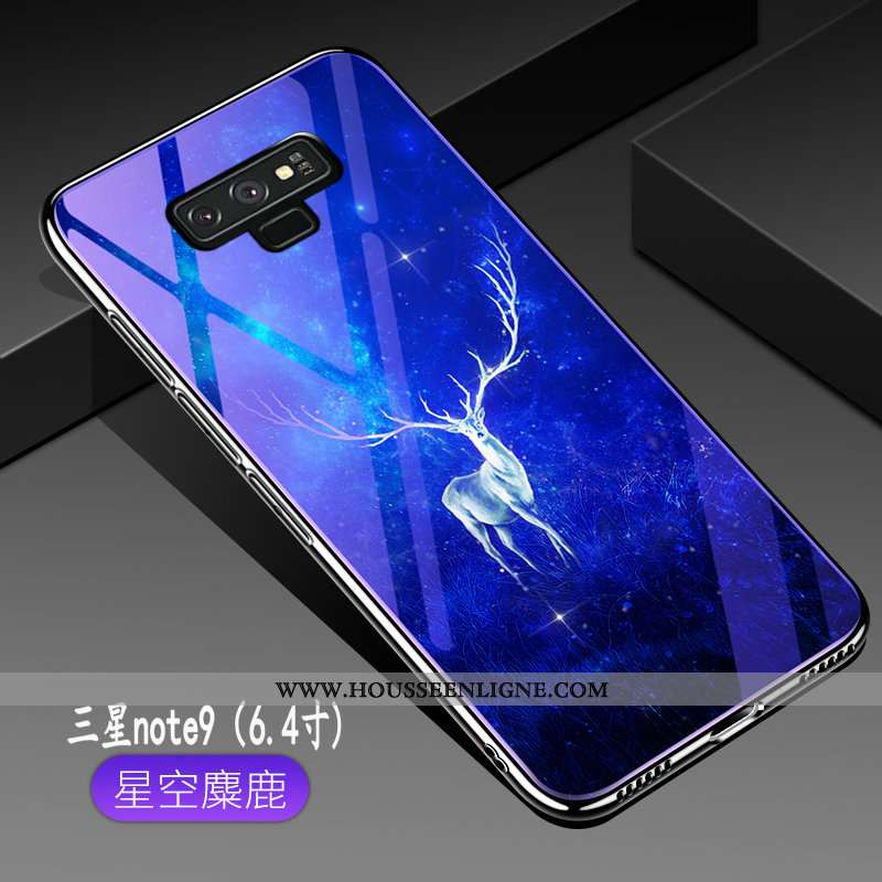 Housse Samsung Galaxy Note 9 Légère Fluide Doux Bleu Marin Silicone Verre Étui Lumineuses Bleu Foncé