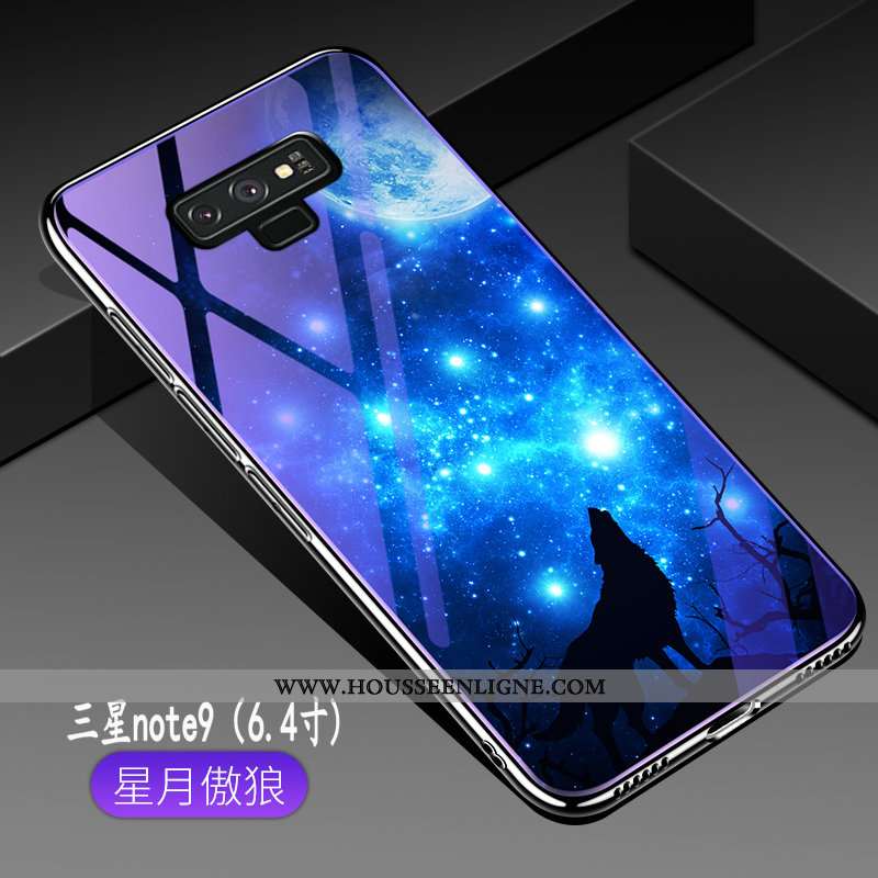 Housse Samsung Galaxy Note 9 Légère Fluide Doux Bleu Marin Silicone Verre Étui Lumineuses Bleu Foncé