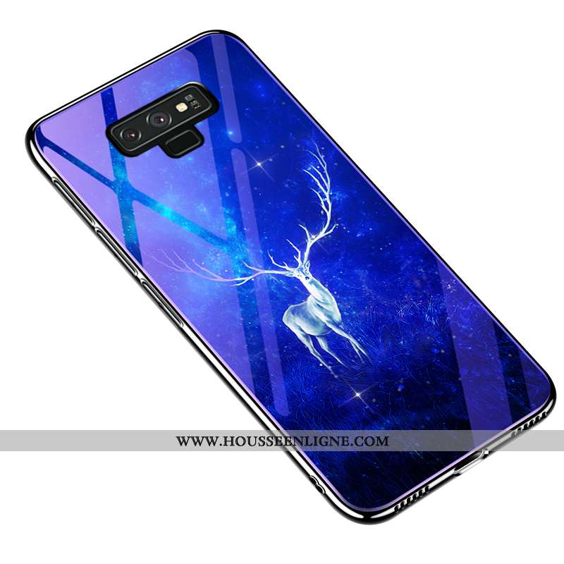 Housse Samsung Galaxy Note 9 Légère Fluide Doux Bleu Marin Silicone Verre Étui Lumineuses Bleu Foncé