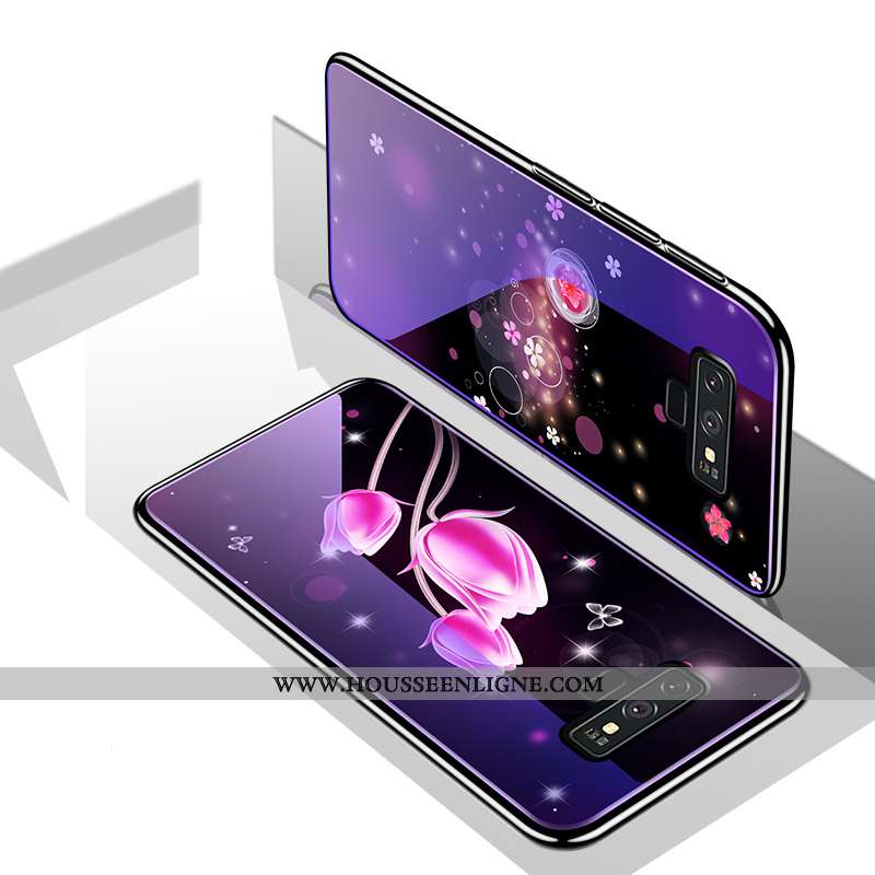 Housse Samsung Galaxy Note 9 Légère Fluide Doux Bleu Marin Silicone Verre Étui Lumineuses Bleu Foncé