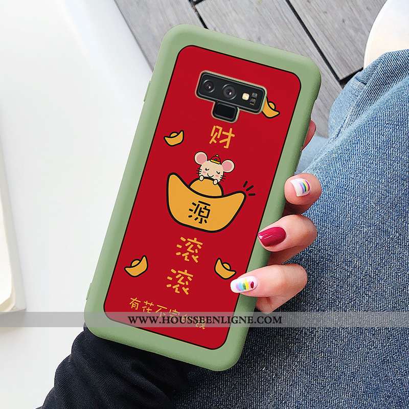 Housse Samsung Galaxy Note 9 Ultra Légère Tout Compris Silicone Coque Dessin Animé Richesse Rouge