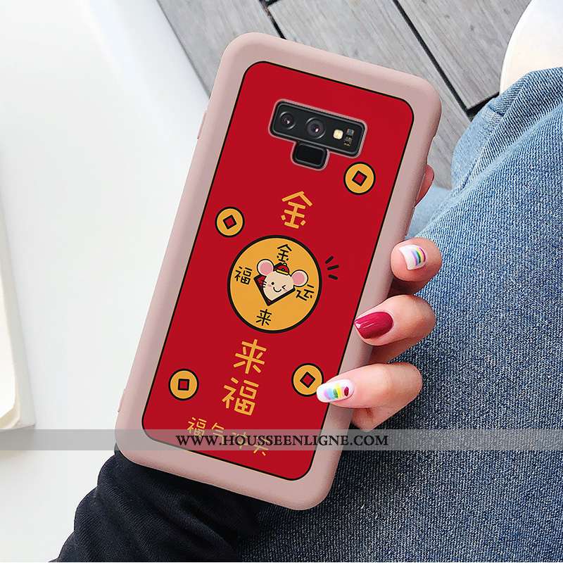 Housse Samsung Galaxy Note 9 Ultra Légère Tout Compris Silicone Coque Dessin Animé Richesse Rouge