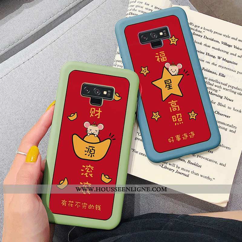 Housse Samsung Galaxy Note 9 Ultra Légère Tout Compris Silicone Coque Dessin Animé Richesse Rouge