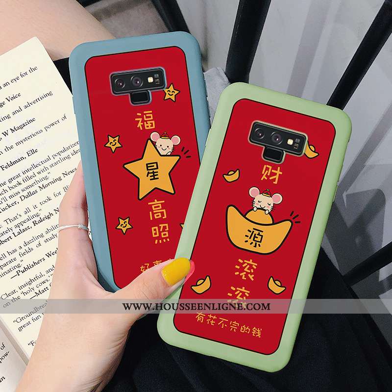 Housse Samsung Galaxy Note 9 Ultra Légère Tout Compris Silicone Coque Dessin Animé Richesse Rouge